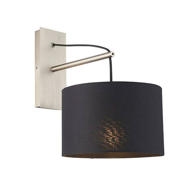 Medway Wall Light Matt Nickel Plate & Black Cotton Fabric - Comet Lighting