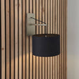 Medway Wall Light Matt Nickel Plate & Black Cotton Fabric - Comet Lighting