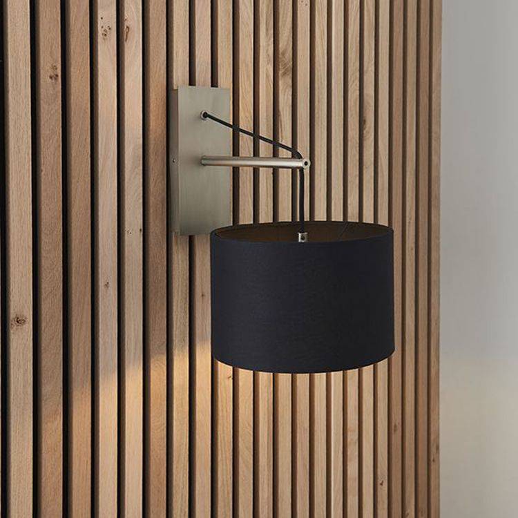 Medway Wall Light Matt Nickel Plate & Black Cotton Fabric - Comet Lighting