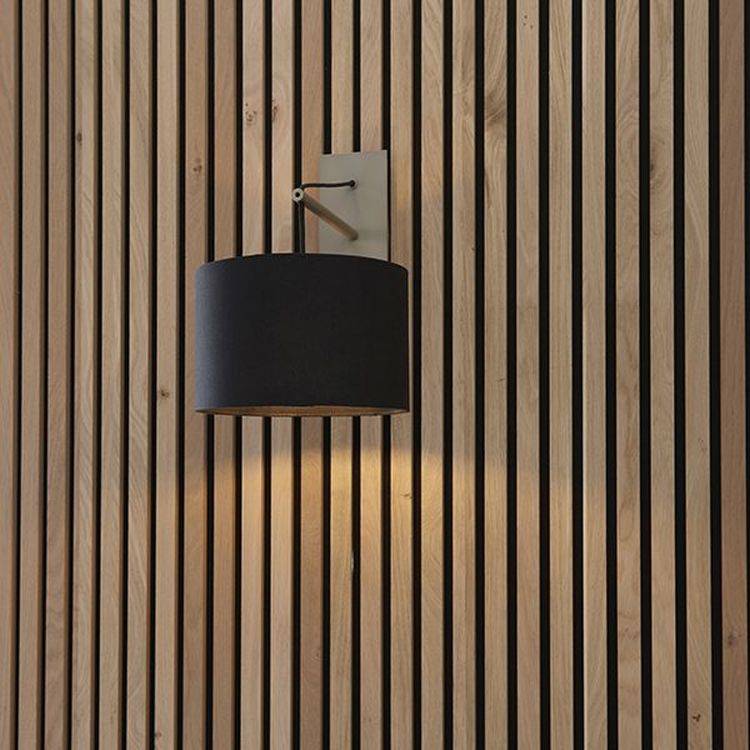 Medway Wall Light Matt Nickel Plate & Black Cotton Fabric - Comet Lighting