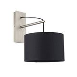 Medway Wall Light Matt Nickel Plate & Black Cotton Fabric - Comet Lighting