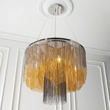 Nene 5Lt Pendant Ceiling Light Bright Nickel Plate - Gold & Black Effect Chain - Comet Lighting