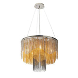 Nene 5Lt Pendant Ceiling Light Bright Nickel Plate - Gold & Black Effect Chain - Comet Lighting