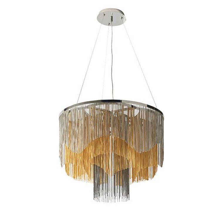 Nene 5Lt Pendant Ceiling Light Bright Nickel Plate - Gold & Black Effect Chain - Comet Lighting