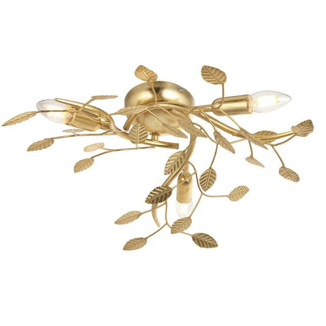 Nossob 3Lt Flush Ceiling Light Gold Leaf - Comet Lighting