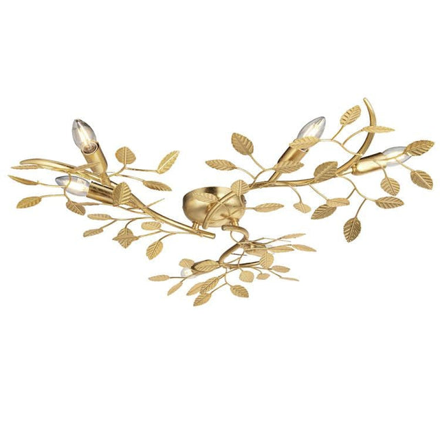 Nossob 6Lt Flush Ceiling Light Gold Leaf - Comet Lighting