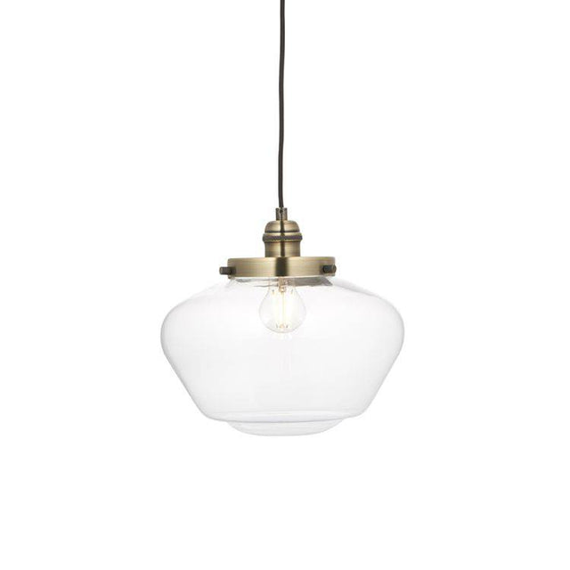 Ohio Pendant Ceiling Light Antique Brass w/ Clear Glass - Comet Lighting