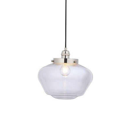 Ohio Pendant Ceiling Light Polished Nickel w/ Clear Glass - Comet Lighting