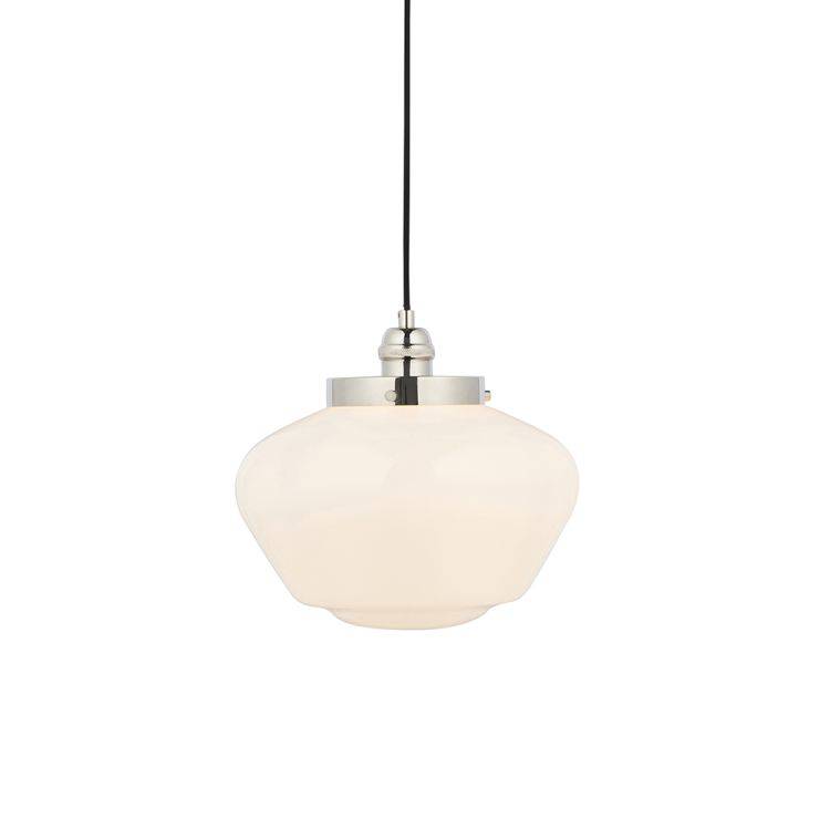 Ohio Pendant Ceiling Light Polished Nickel w/ Opal Glass - Comet Lighting