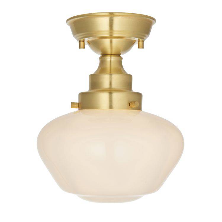 Ohio Semi-Flush Ceiling Light Brass Plated w/ Opal Glass - Comet Lighting