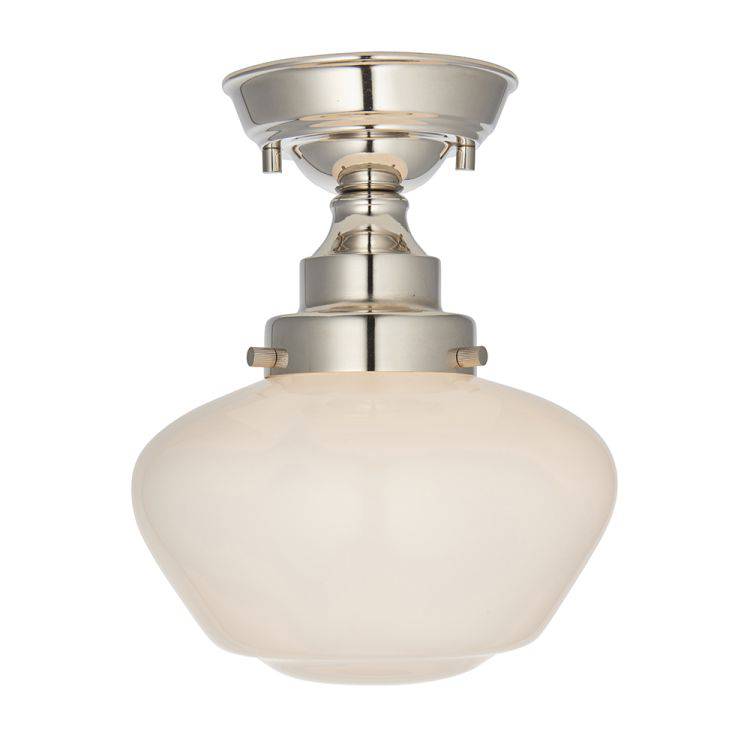 Ohio Semi-Flush Ceiling Light Polished Nickel w/ Opal Glass - Comet Lighting