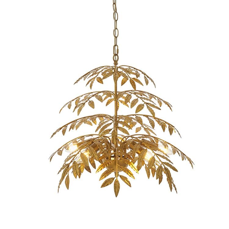 Orange 5Lt Pendant Ceiling Light Distressed Gold Finish - Comet Lighting