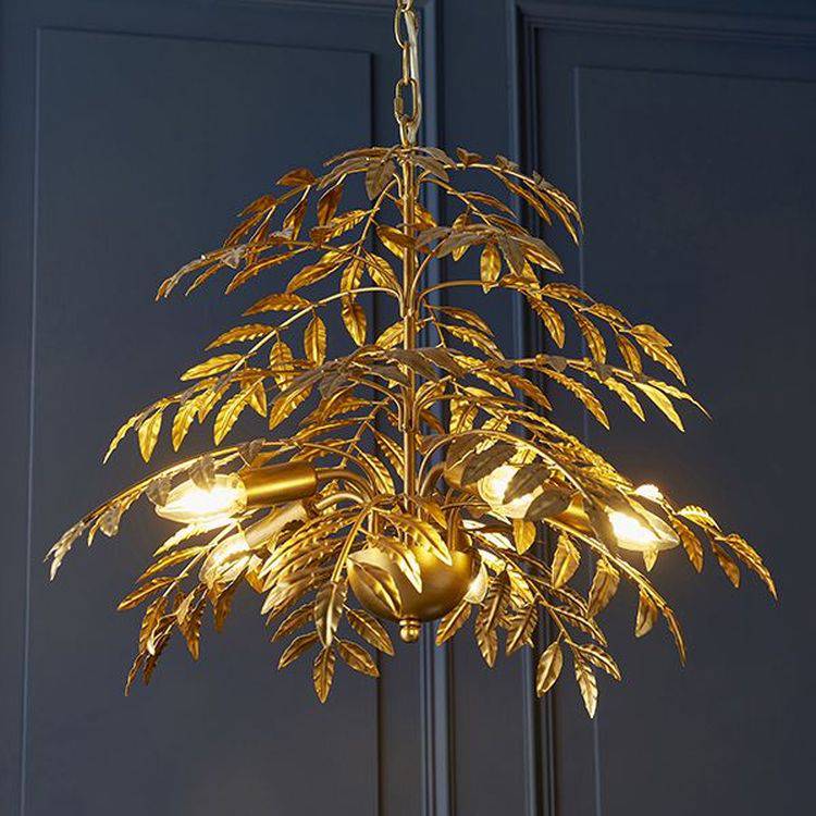 Orange 5Lt Pendant Ceiling Light Distressed Gold Finish - Comet Lighting