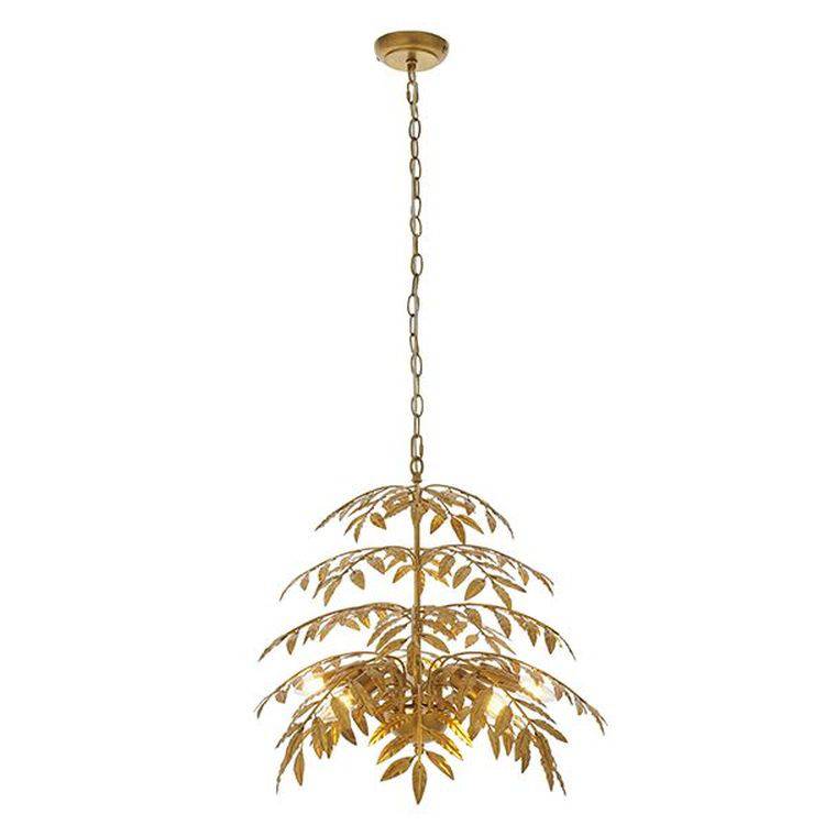 Orange 5Lt Pendant Ceiling Light Distressed Gold Finish - Comet Lighting