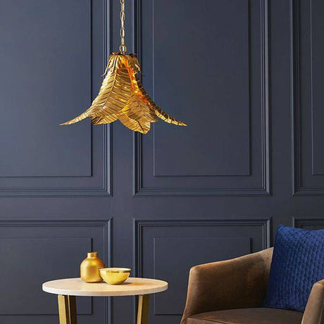 Orange Pendant Ceiling Light Distressed Gold Finish - Comet Lighting