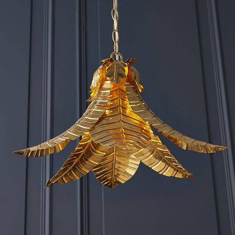 Orange Pendant Ceiling Light Distressed Gold Finish - Comet Lighting