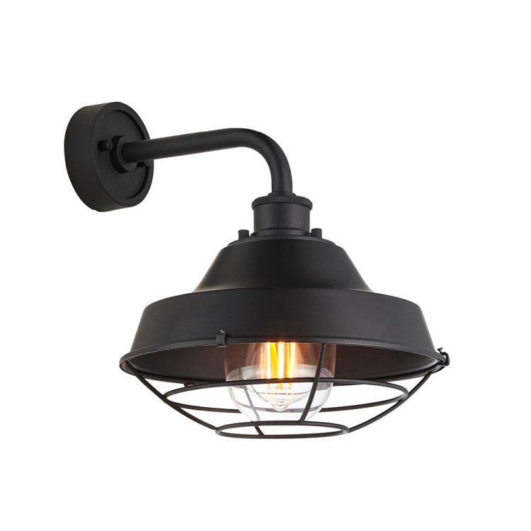 Ouse Caged Exterior Wall Light Textured Black - Comet Lighting