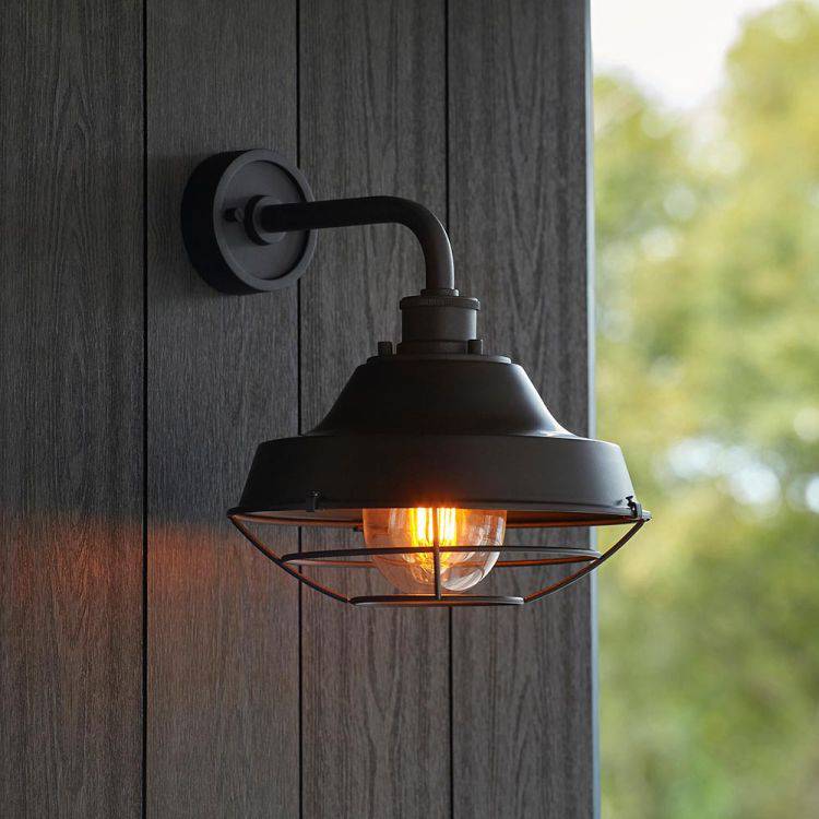 Ouse Caged Exterior Wall Light Textured Black - Comet Lighting