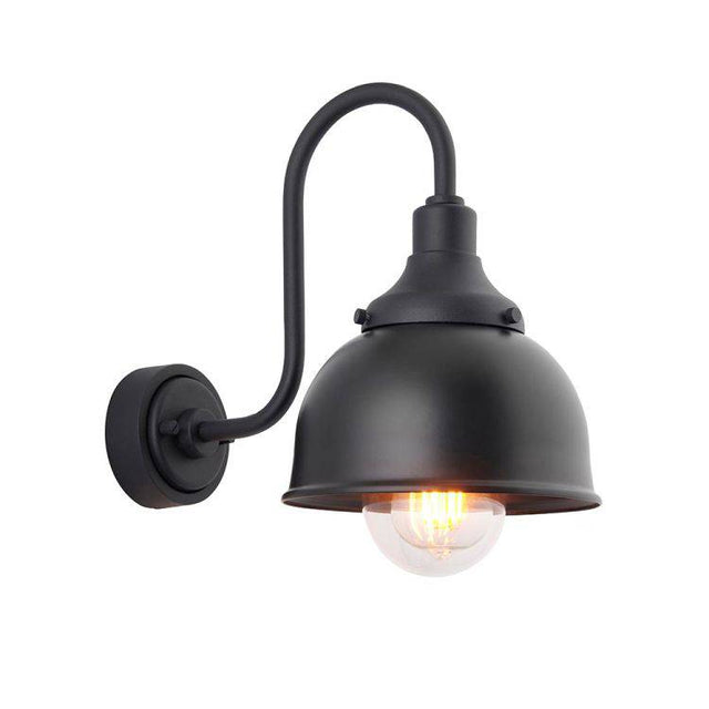 Pursur Swan Neck Exterior Wall Light Textured Black - Comet Lighting