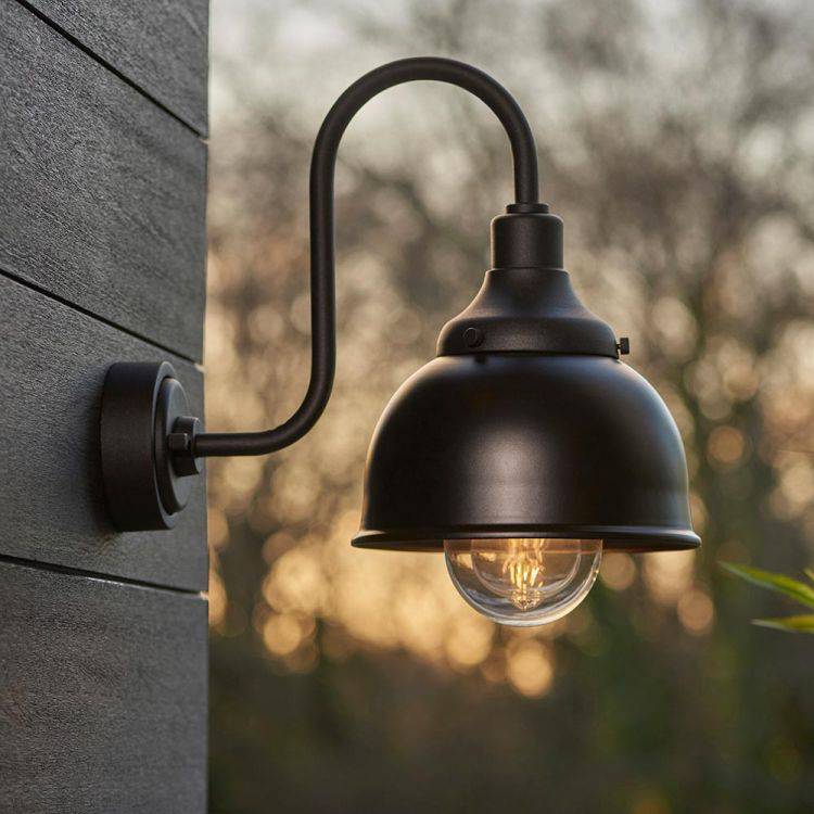 Pursur Swan Neck Exterior Wall Light Textured Black - Comet Lighting