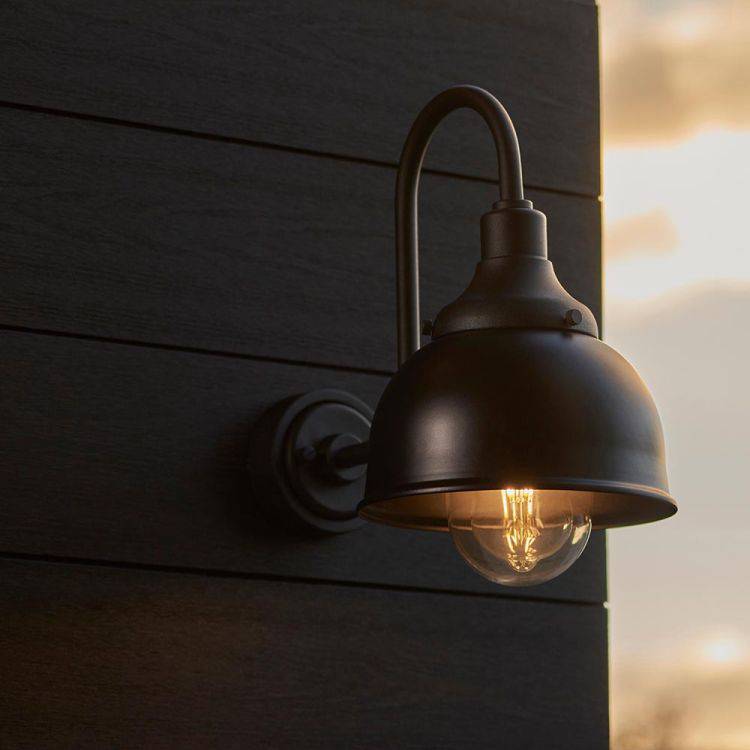 Pursur Swan Neck Exterior Wall Light Textured Black - Comet Lighting