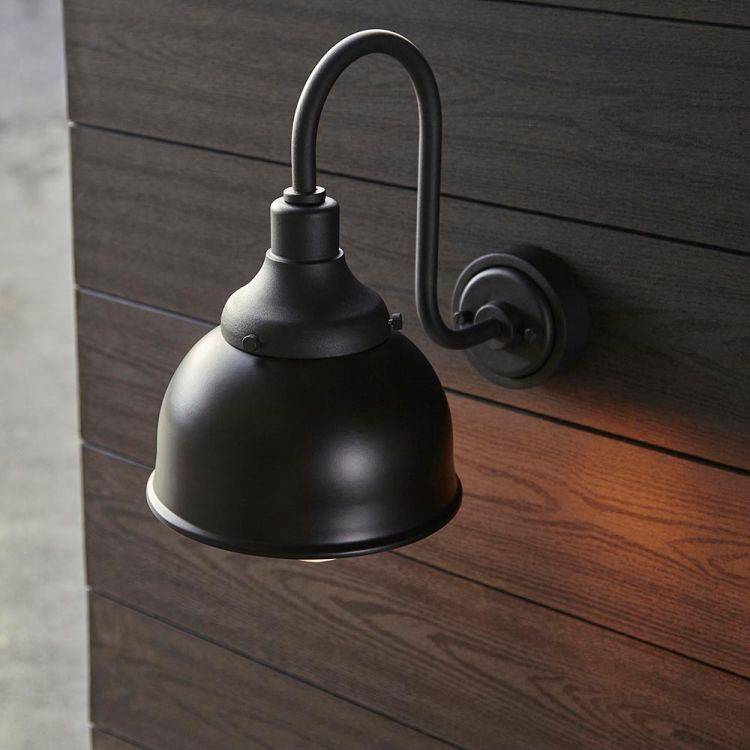 Pursur Swan Neck Exterior Wall Light Textured Black - Comet Lighting