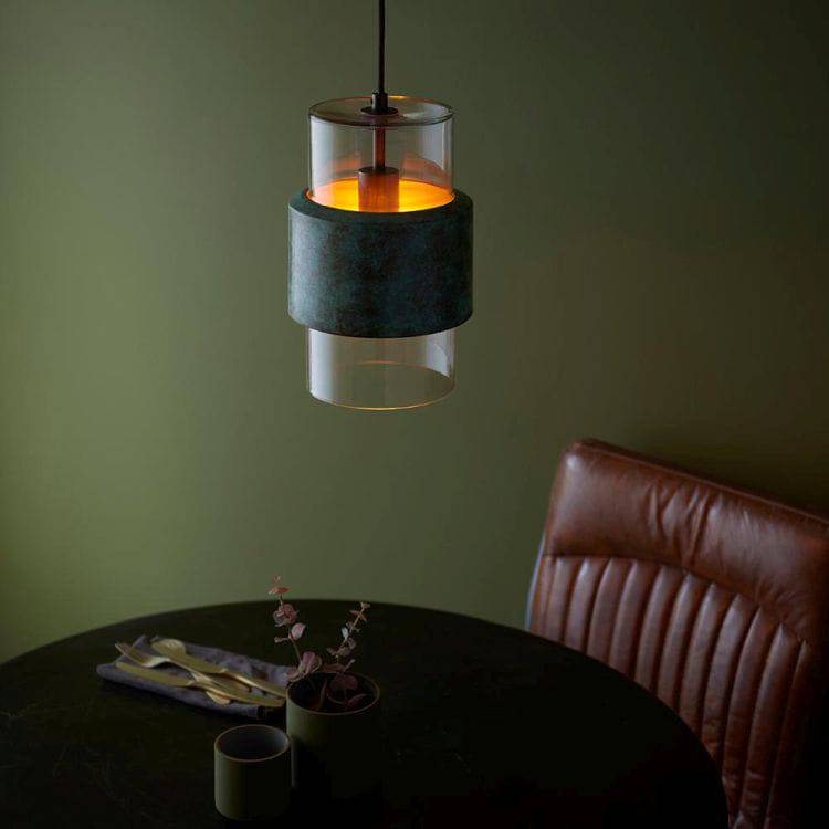 Rewa Pendant Ceiling Light Verdigris - Comet Lighting