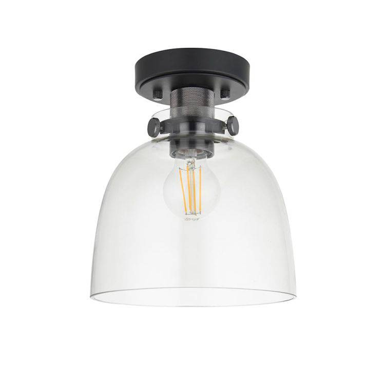 Rhine Flush Ceiling Light Black Chrome - Comet Lighting