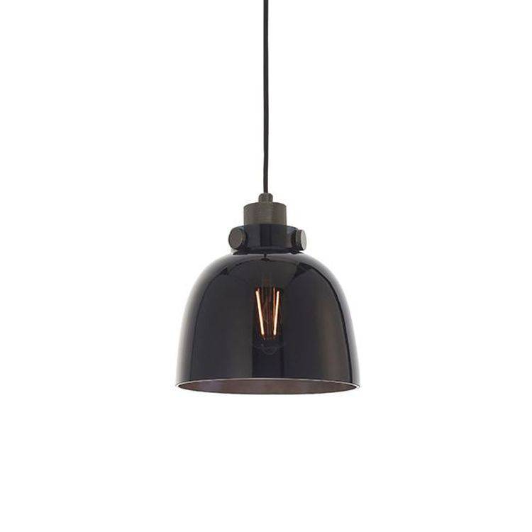 Rhine Pendant Ceiling Light Black Tinted Glass & Black Chrome Plate - Comet Lighting