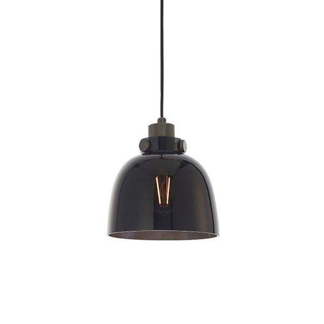 Rhine Pendant Ceiling Light Black Tinted Glass & Black Chrome Plate - Comet Lighting