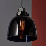 Rhine Pendant Ceiling Light Black Tinted Glass & Black Chrome Plate - Comet Lighting