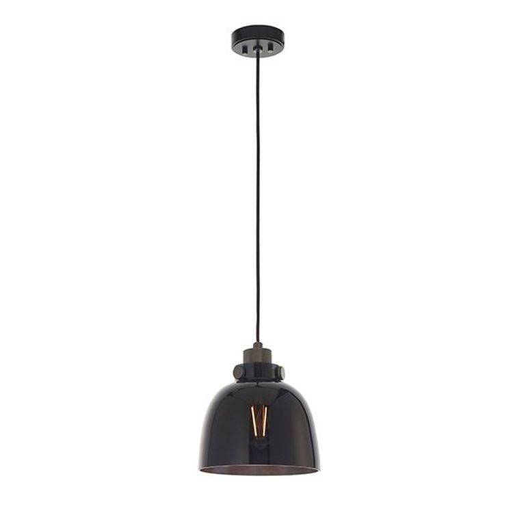 Rhine Pendant Ceiling Light Black Tinted Glass & Black Chrome Plate - Comet Lighting