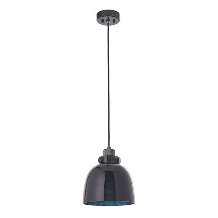 Rhine Pendant Ceiling Light Black Tinted Glass & Black Chrome Plate - Comet Lighting