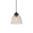 Rhine Pendant Ceiling Light Smokey Grey Tinted Glass & Black Chrome Plate - Comet Lighting