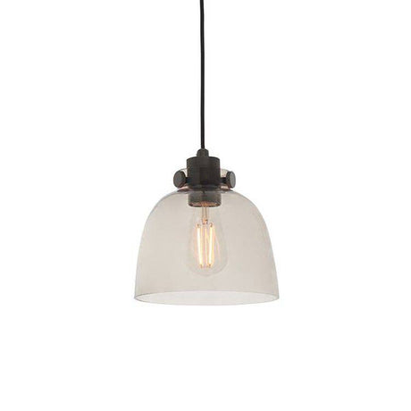 Rhine Pendant Ceiling Light Smokey Grey Tinted Glass & Black Chrome Plate - Comet Lighting