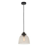 Rhine Pendant Ceiling Light Smokey Grey Tinted Glass & Black Chrome Plate - Comet Lighting