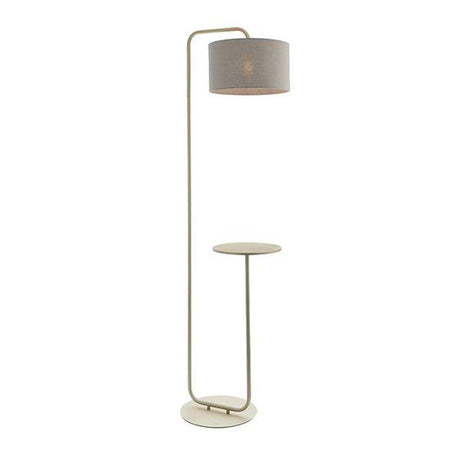 Rhone Floor Lamp Satin Champagne Paint & Slate Grey Fabric - Comet Lighting