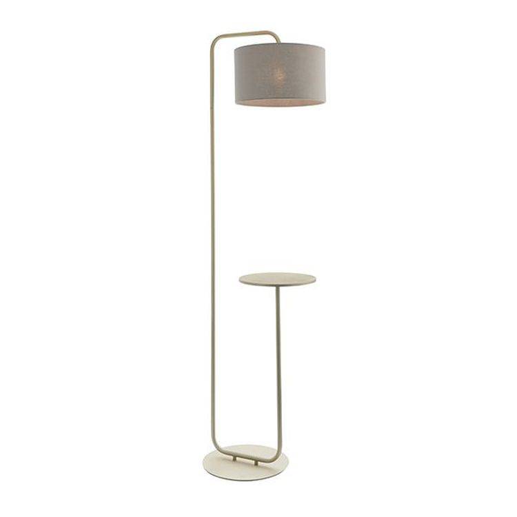 Rhone Floor Lamp Satin Champagne Paint & Slate Grey Fabric - Comet Lighting