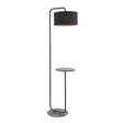 Rhone Floor Lamp &  Shade Satin Black Paint & Black Fabric - Comet Lighting