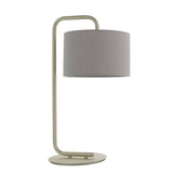 Rhone Table Lamp Satin Champagne Paint & Slate Grey Fabric - Comet Lighting