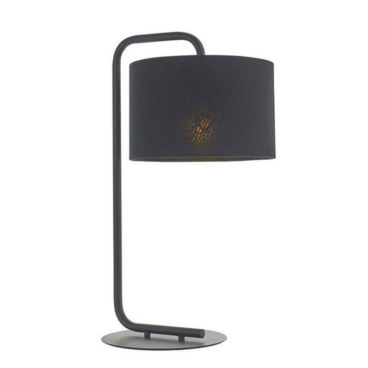 Rhone Table Lamp & Shade Satin Black Paint & Black Fabric - Comet Lighting