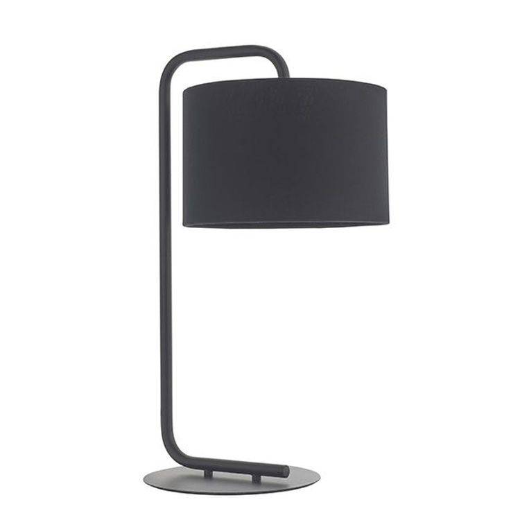 Rhone Table Lamp & Shade Satin Black Paint & Black Fabric - Comet Lighting