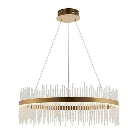 Ribble LED Pendant Ceiling Light Brushed Gold Plated Finish & Clear Glass - Comet Lighting