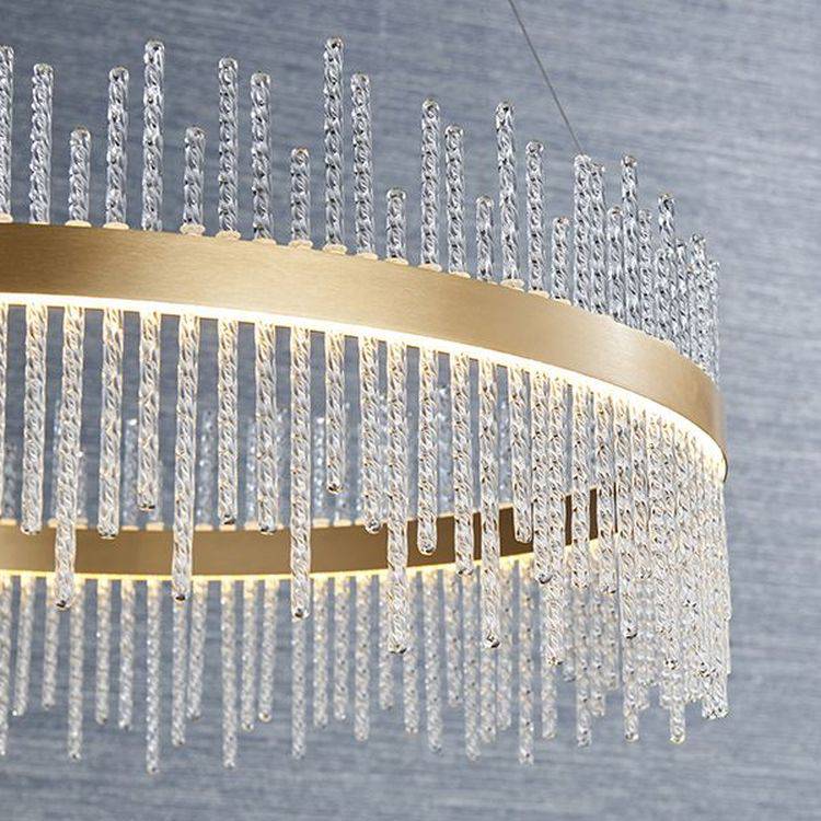 Ribble LED Pendant Ceiling Light Brushed Gold Plated Finish & Clear Glass - Comet Lighting