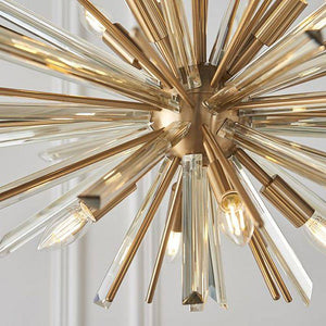 Seine 8Lt Pendant Ceiling Light Antique Brass Plate With Champagne Glass - Comet Lighting