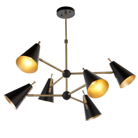 Shanano 6Lt Pendant Ceiling Light Antique Gold & Matt Black - Comet Lighting