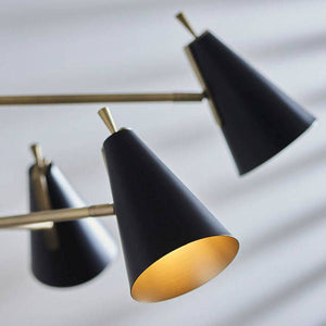 Shanano 6Lt Pendant Ceiling Light Antique Gold & Matt Black - Comet Lighting