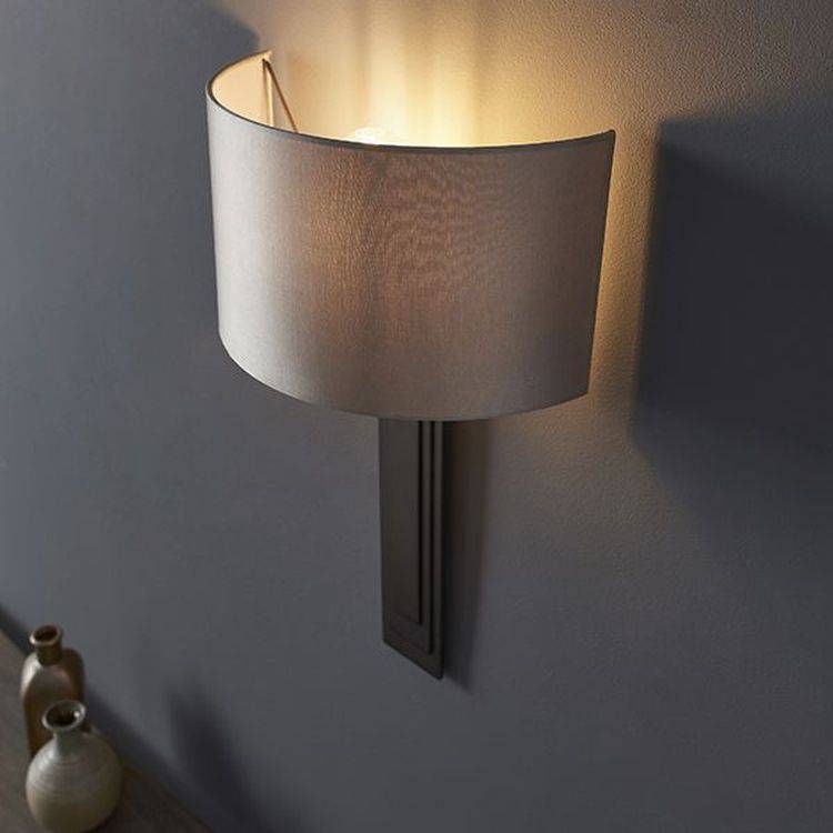 Shannon Wall Light Brushed Bronze Plate & Mink Satin Fabric - Comet Lighting