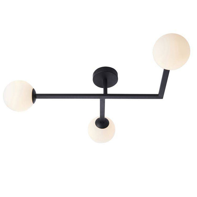 Skeena 3Lt Semi-Flush Ceiling Light Matt Black - Comet Lighting