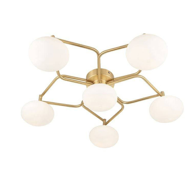 Souris 6Lt Flush Ceiling Light Satin Brass - Comet Lighting